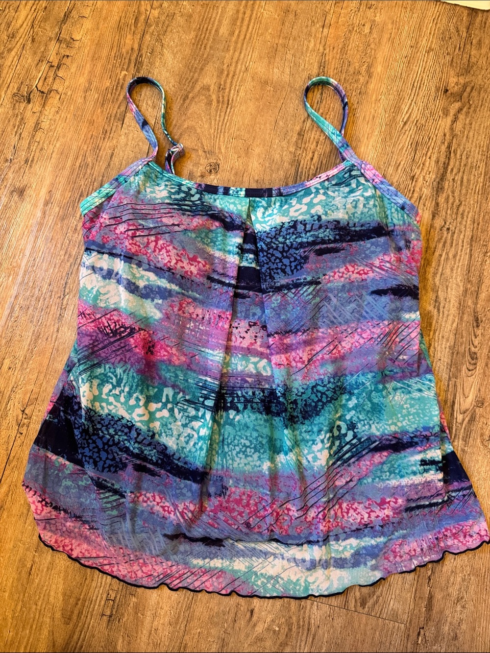 Multicolor Women's Swim Cami with Adjustable Spaghetti Straps